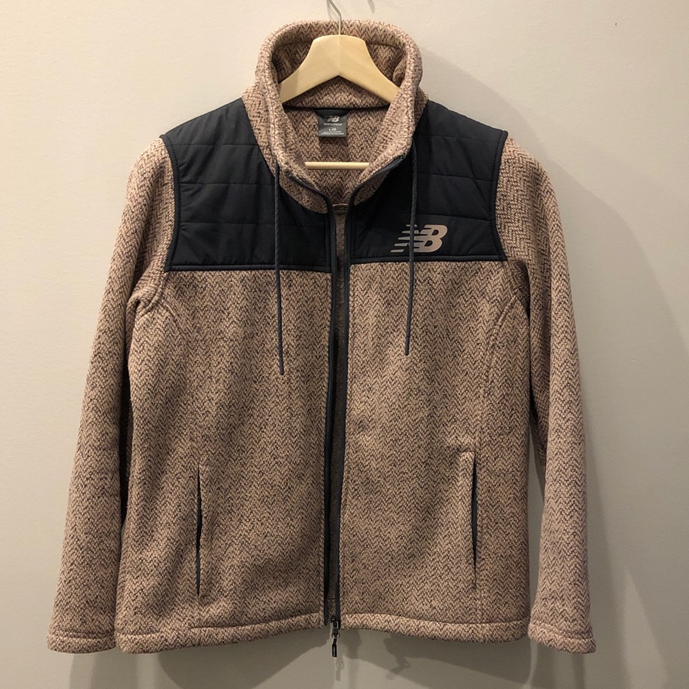 New Balance Rose and Grey Quilted-Panel Full-Zip Women's Sweater Jacket